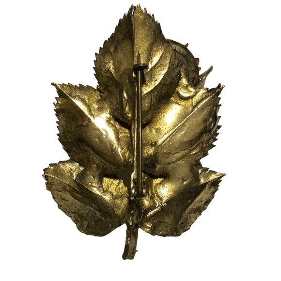 Beautiful Vintage gilded gold single rose brooch / pin - Picture 6 of 8